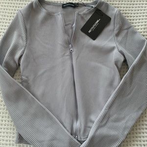 Gray Long Sleeve Top